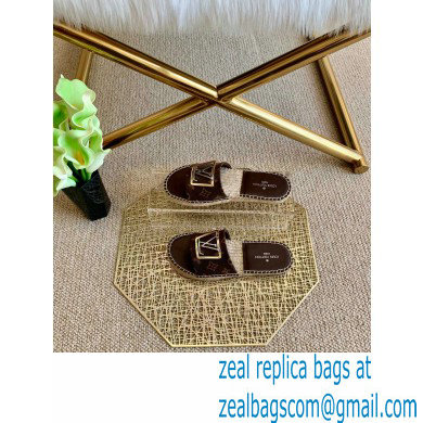 Louis Vuitton Monogram LV Square Espadrilles Slipper Sandals Coffee 2021