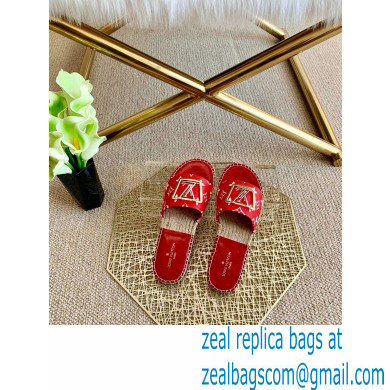 Louis Vuitton Monogram LV Square Espadrilles Slipper Sandals Red 2021 - Click Image to Close