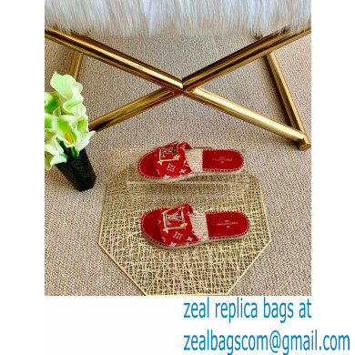Louis Vuitton Monogram LV Square Espadrilles Slipper Sandals Red 2021 - Click Image to Close