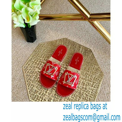 Louis Vuitton Monogram LV Square Espadrilles Slipper Sandals Red 2021 - Click Image to Close