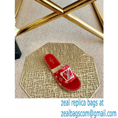 Louis Vuitton Monogram LV Square Espadrilles Slipper Sandals Red 2021