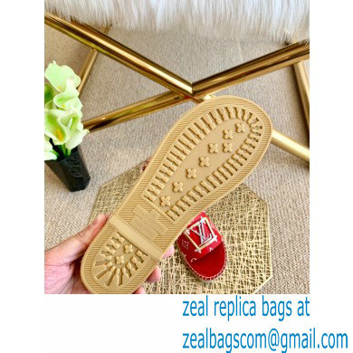 Louis Vuitton Monogram LV Square Espadrilles Slipper Sandals Red 2021 - Click Image to Close