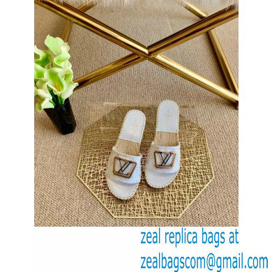 Louis Vuitton Monogram LV Square Espadrilles Slipper Sandals White 2021 - Click Image to Close