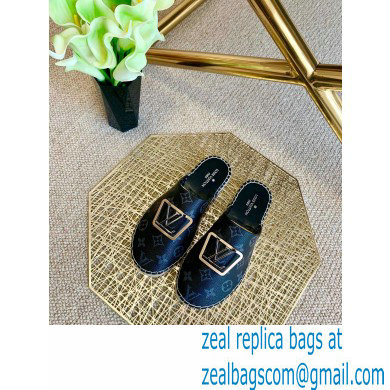 Louis Vuitton Monogram LV Square Espadrilles Slippers Black 2021 - Click Image to Close