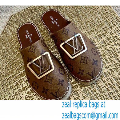 Louis Vuitton Monogram LV Square Espadrilles Slippers Brown 2021 - Click Image to Close