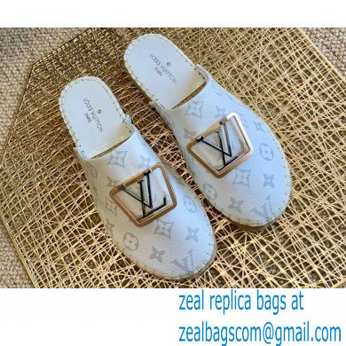 Louis Vuitton Monogram LV Square Espadrilles Slippers White 2021 - Click Image to Close