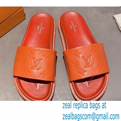 Louis Vuitton Monogram-embossed Slides Mules Orange 2021 - Click Image to Close