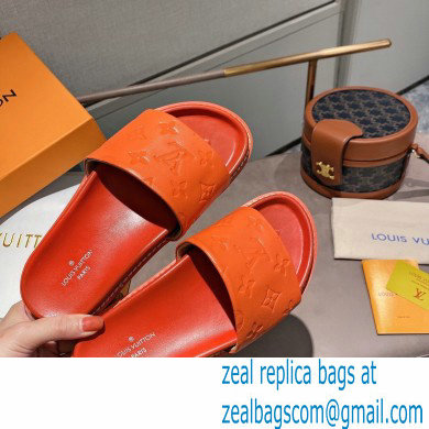 Louis Vuitton Monogram-embossed Slides Mules Orange 2021 - Click Image to Close