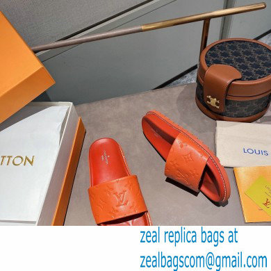 Louis Vuitton Monogram-embossed Slides Mules Orange 2021 - Click Image to Close