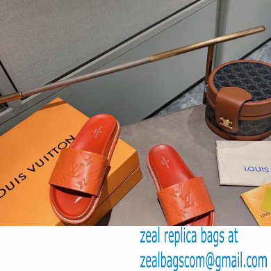 Louis Vuitton Monogram-embossed Slides Mules Orange 2021 - Click Image to Close