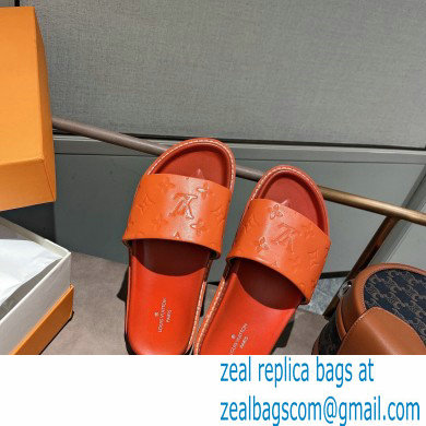 Louis Vuitton Monogram-embossed Slides Mules Orange 2021 - Click Image to Close