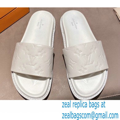 Louis Vuitton Monogram-embossed Slides Mules White 2021 - Click Image to Close