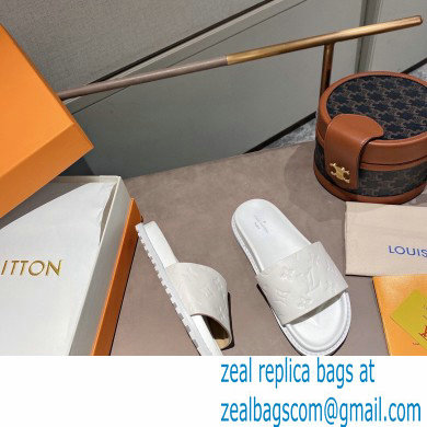 Louis Vuitton Monogram-embossed Slides Mules White 2021 - Click Image to Close