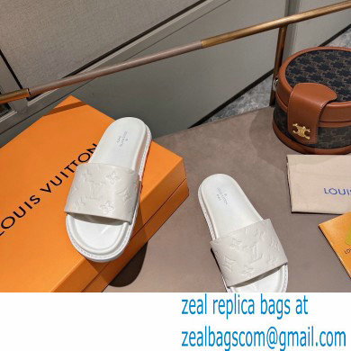 Louis Vuitton Monogram-embossed Slides Mules White 2021 - Click Image to Close