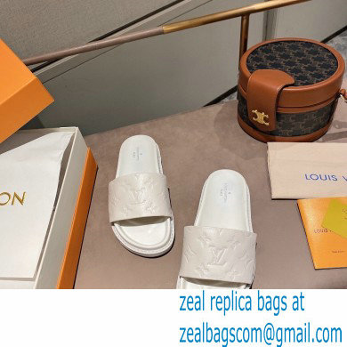 Louis Vuitton Monogram-embossed Slides Mules White 2021 - Click Image to Close