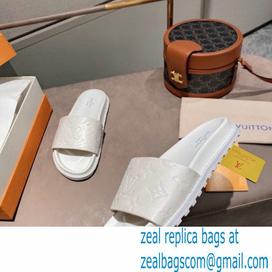 Louis Vuitton Monogram-embossed Slides Mules White 2021 - Click Image to Close