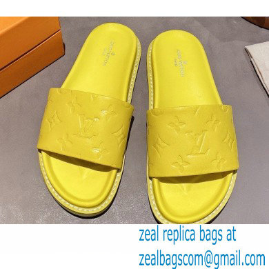 Louis Vuitton Monogram-embossed Slides Mules Yellow 2021 - Click Image to Close