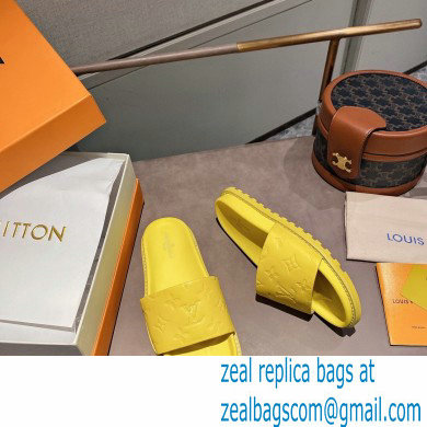 Louis Vuitton Monogram-embossed Slides Mules Yellow 2021 - Click Image to Close