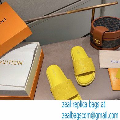 Louis Vuitton Monogram-embossed Slides Mules Yellow 2021 - Click Image to Close