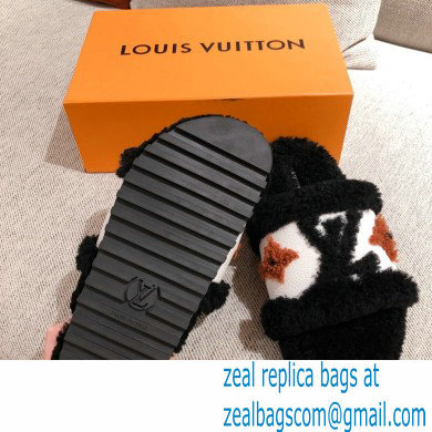 Louis Vuitton Paseo Flat Comfort Mules Shearling Black 2021