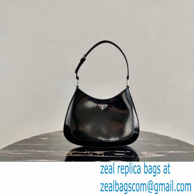Prada Cleo Brushed Leather Shoulder Bag 1BC156 Black 2021