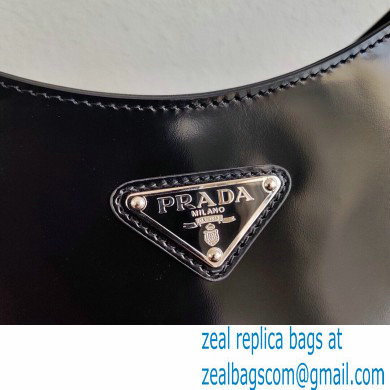 Prada Cleo Brushed Leather Shoulder Bag 1BC156 Black 2021