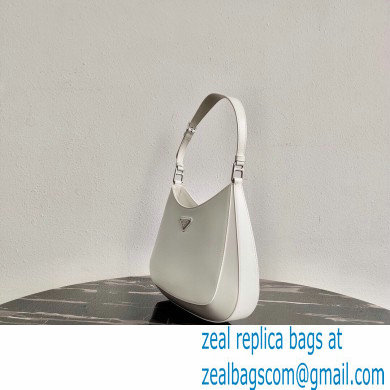 Prada Cleo Brushed Leather Shoulder Bag 1BC156 White 2021