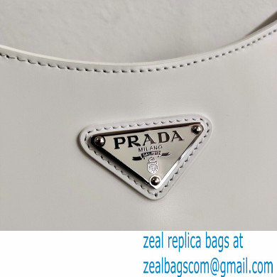 Prada Cleo Brushed Leather Shoulder Bag 1BC156 White 2021