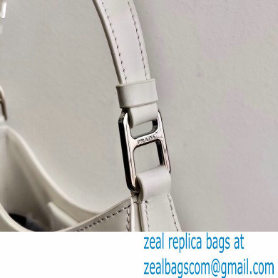 Prada Cleo Brushed Leather Shoulder Bag 1BC156 White 2021