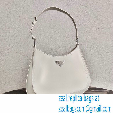 Prada Cleo Brushed Leather Shoulder Bag 1BC156 White 2021