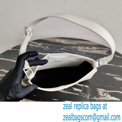 Prada Cleo Brushed Leather Shoulder Bag 1BC156 White 2021