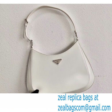 Prada Cleo Brushed Leather Shoulder Bag 1BC156 White 2021