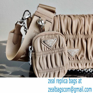 Prada Gaufre Embossed Leather Shoulder Bag 1BD289 Beige 2021