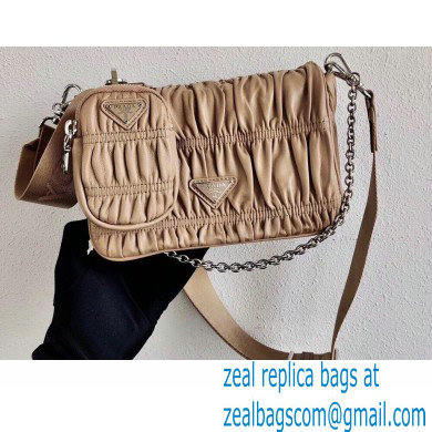 Prada Gaufre Embossed Leather Shoulder Bag 1BD289 Beige 2021