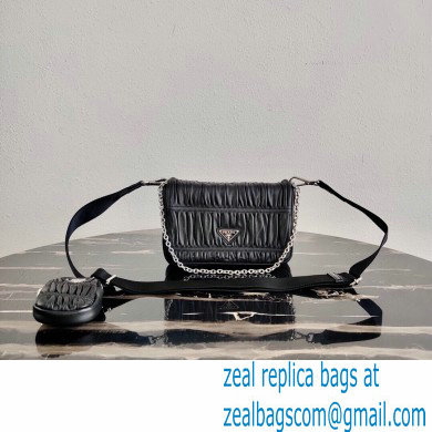 Prada Gaufre Embossed Leather Shoulder Bag 1BD289 Black 2021