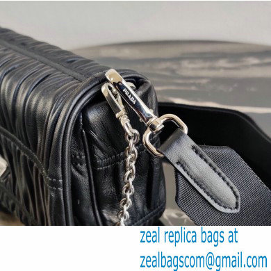 Prada Gaufre Embossed Leather Shoulder Bag 1BD289 Black 2021
