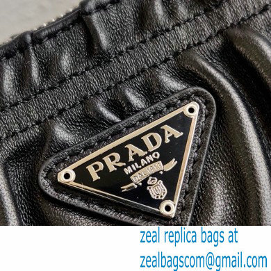 Prada Re-Edition 2005 Gaufre Embossed Leather Shoulder Hobo Bag 1BH204 Black 2021