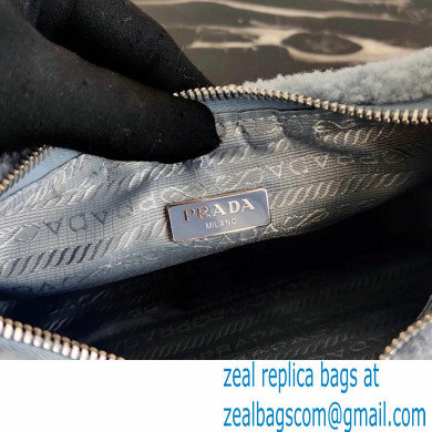Prada Shearling Re-Edition 2000 Nylon Mini Hobo Bag 1NE515 Blue 2021