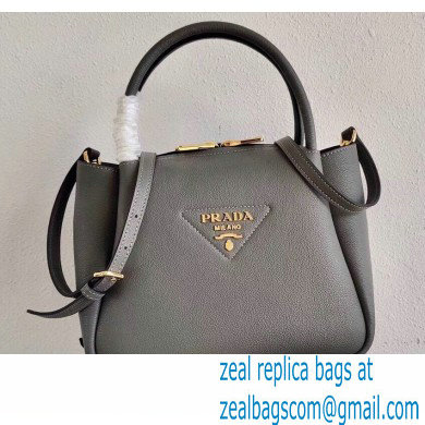 Prada Small Leather HandBag 1BC145 Gray 2021