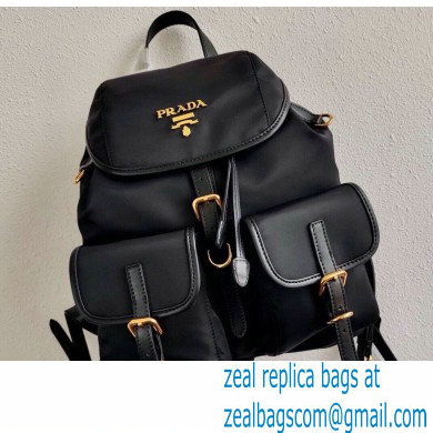 Prada Small Nylon Backpack Bag 1BZ677 Black/Gold 2021 - Click Image to Close