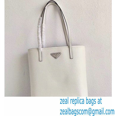 Prada Small Saffiano Leather Tote Bag 1BG342 White 2021 - Click Image to Close