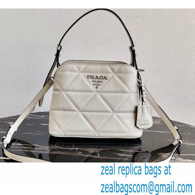 Prada Spectrum Small Leather Top Handle Bag 1BA311 White 2021