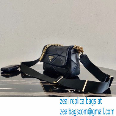 Prada System Nappa Leather Patchwork Shoulder Bag 1BD292 Black 2021