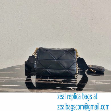 Prada System Nappa Leather Patchwork Shoulder Bag 1BD292 Black 2021