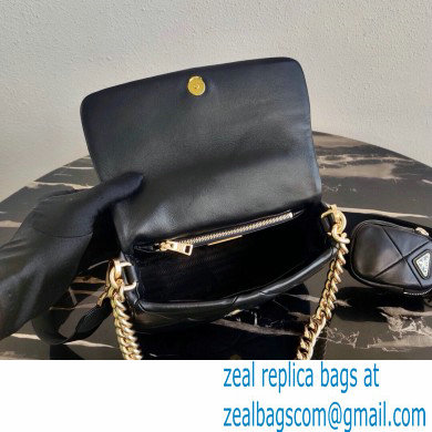 Prada System Nappa Leather Patchwork Shoulder Bag 1BD292 Black 2021