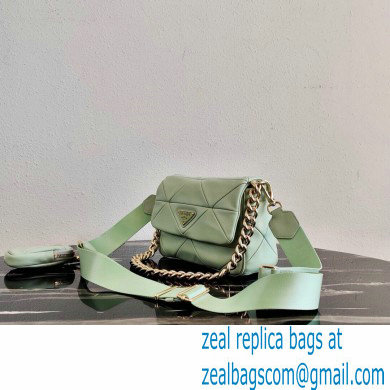 Prada System Nappa Leather Patchwork Shoulder Bag 1BD292 Light Green 2021 - Click Image to Close