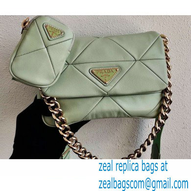 Prada System Nappa Leather Patchwork Shoulder Bag 1BD292 Light Green 2021