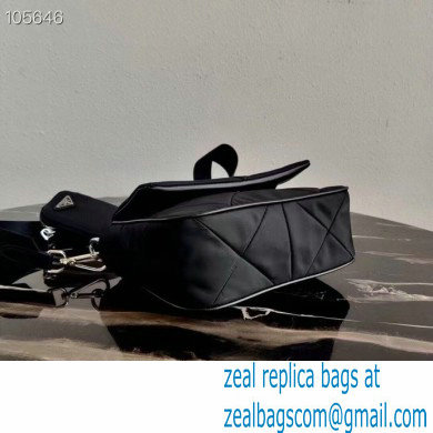 Prada System Padded Nylon Patchwork Shoulder Bag 1BD292 Black 2021 - Click Image to Close
