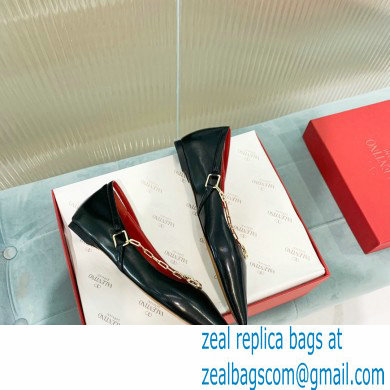 Valentino Chain Detail Ballerina Flats Black 2021 - Click Image to Close