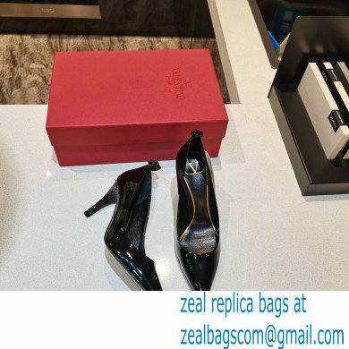 Valentino Heel 8cm Rockstud Slingback Pumps with Removable Strap Patent Black 2021